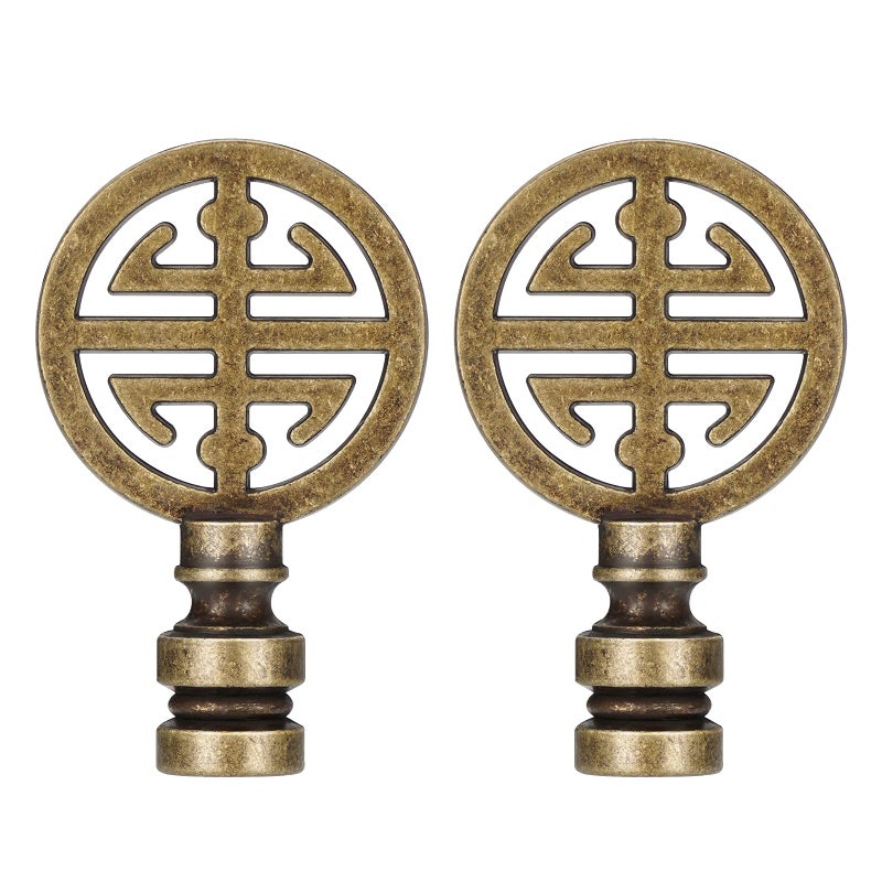 Canomo 2 Packs Oriental Asian Lamp Finial Cap Knob Lamp Decoration for Lamp Shade, Antique Brass, 2.16 Inches - Image 1